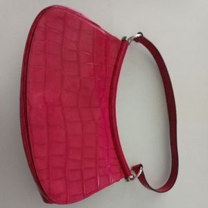 Vintage Escada Red Leather Croc Print Handbag